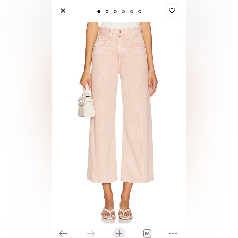 Taylor Cropped High Rise Wide Leg Jeans in Stoned Pink Shell size 29